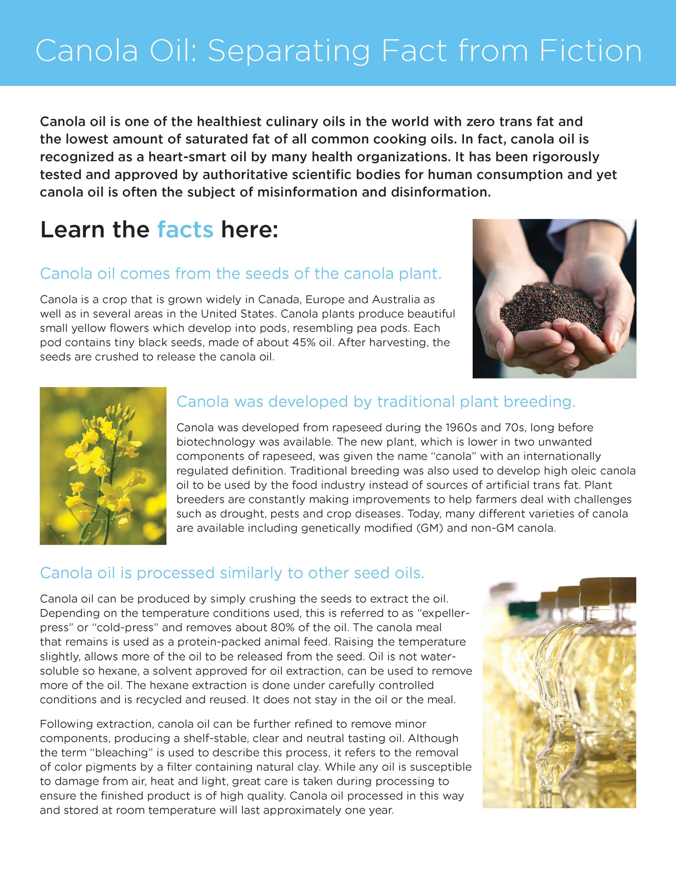 Canola Oil: Separating Fact from Fiction Fact Sheet 2025