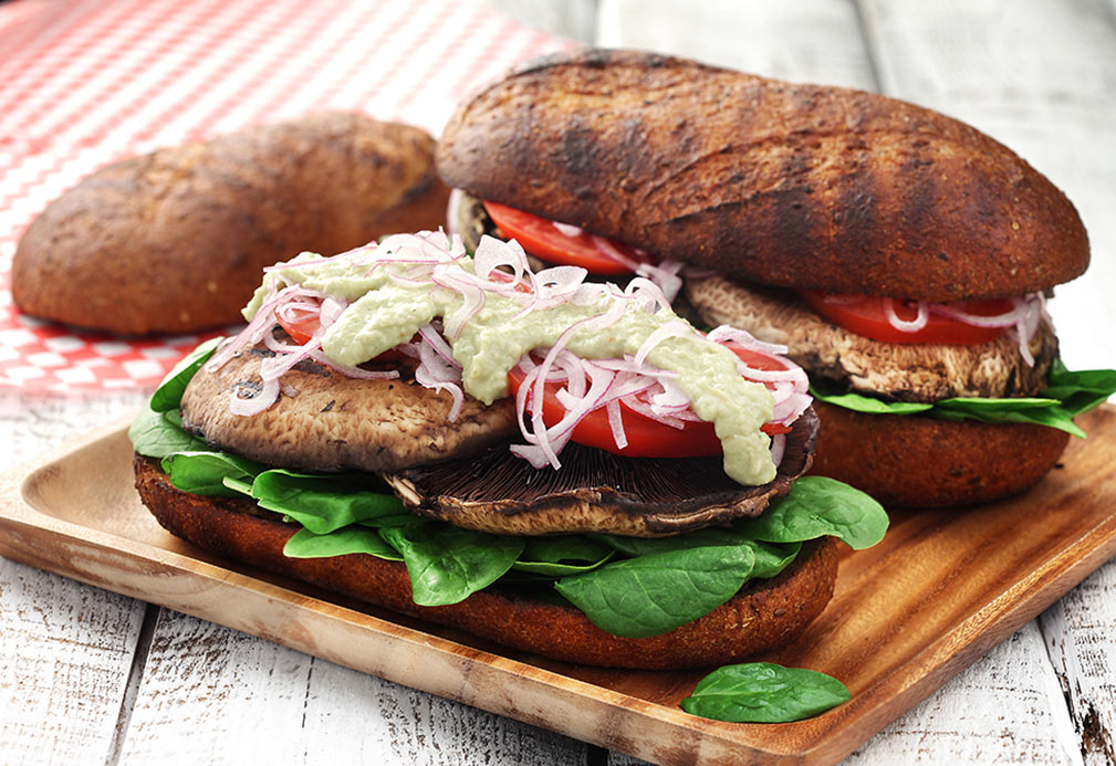 Grilled Portobello Loaf with Basil Hummus