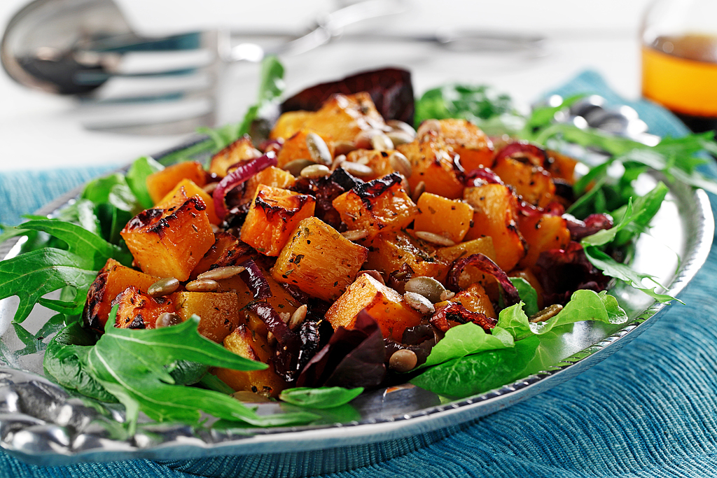 Roasted Butternut Squash Salad with Chile Vinaigrette